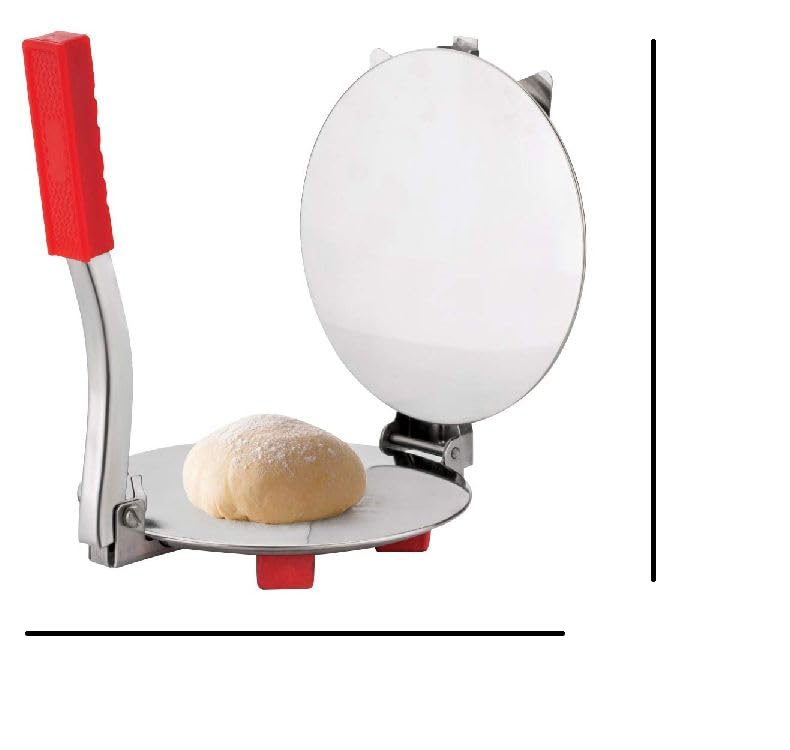 BLLUEX Puri Maker Press Machine with Handle Largesize, Manual Stainless Steel Roti Press, Papad/Khakhra/Chapati Maker with pre Fitted Handle, Large Size