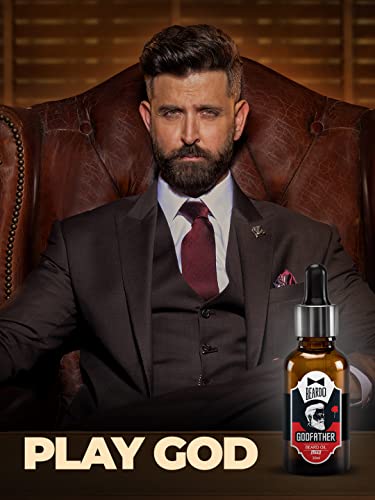 Beardo Godfather Lite Beard and Moustache Oil, 30 ml | Beard Oil for men | Non-Sticky, Light; Almond Oil, Aloe vera, Vitamin E, Shiny Nourished Beards