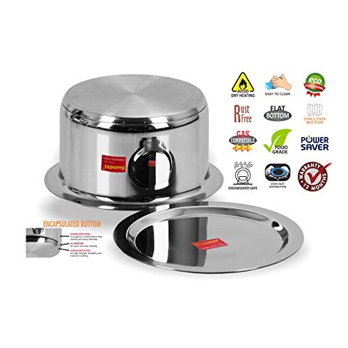 Sumeet Stainless Steel Induction Bottom (Encapsulated Bottom) Induction & Gas Stove Friendly Container/Tope/Cookware with Lid Size No.12 (1.7 LTR)