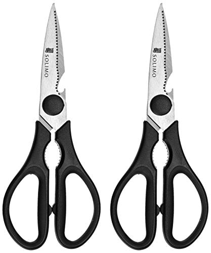 Amazon Brand - Solimo Premium High-Carbon Stainless Steel Detachable Kitchen Scissors Set, Set of 2, Silver