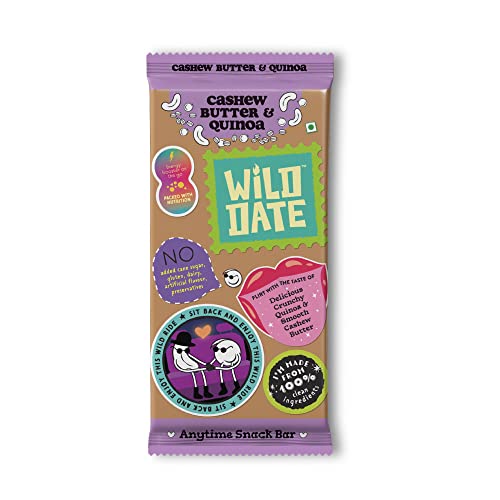 Wild Date 40g Snack Bar | Cashew Butter & Quinoa | Dairy-free with No Artificial flavour | Guilt-free MIdnight Snack | Pack of 6