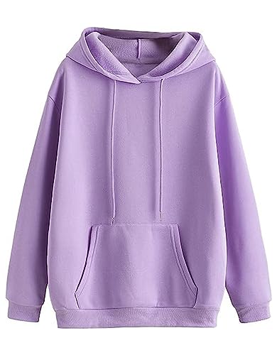 JUNEBERRY® Women Sweatshirt with Hoodies, Fleece Material Full Sleeves Jumper Women Winter Wear, Hooded Neck Regular Fit Long Sleeve Womens Sweatshirt, Winter Wear for Women Purple