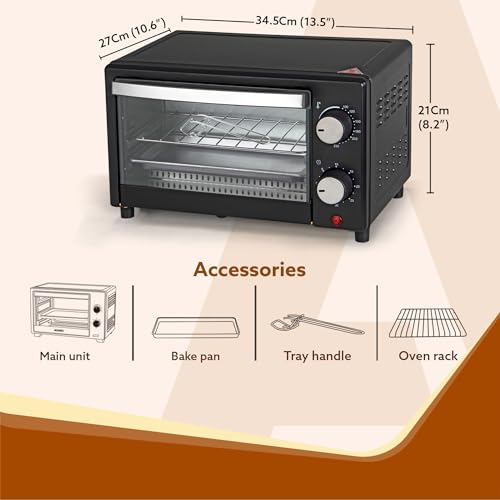 AGARO Marvel 9 Liters Oven Toaster Griller,Cake Baking Otg (Black),800 Watts