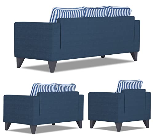 Adorn India Straight Line Plus Stripes 3+2+1 6 Seater Sofa Set (Blue)