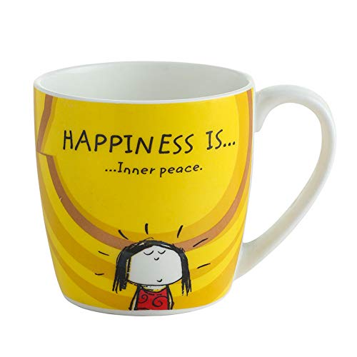 Clay Craft Fine Ceramic Happineess Is Coffee Mugs - Set of 4, Multicolour, 220ml