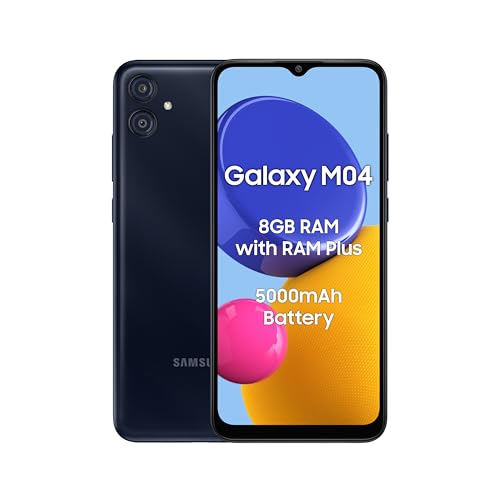 Samsung Galaxy M04 Dark Blue, 4GB RAM, 128GB Storage | Upto 8GB RAM with RAM Plus | MediaTek Helio P35 Octa-core Processor | 5000 mAh Battery | 13MP Dual Camera