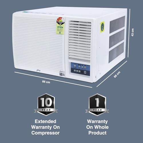 Godrej 1.5 Ton 3 Star Turbo Mode, Inverter Window AC (Copper, Anti-Dust Filter, Anti-Freeze Thermostat, 2023 Model, AC 1.5T WIC 18UTC3 WWA, White,)