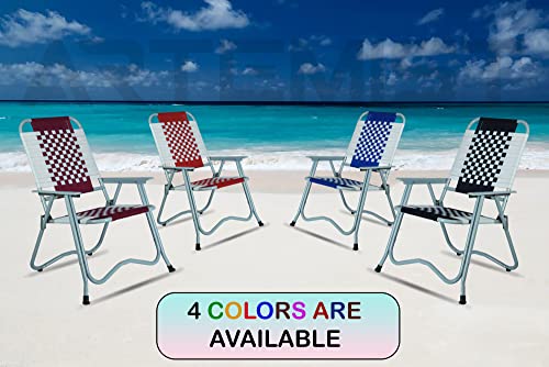 ARTEMIST Foldable Stripe Chair with Arm Rest Portable Chair with Durable Folding Frame, Ideal for Garden, Patio, Lawn, Balcony (Maroon,Chromium Steel)