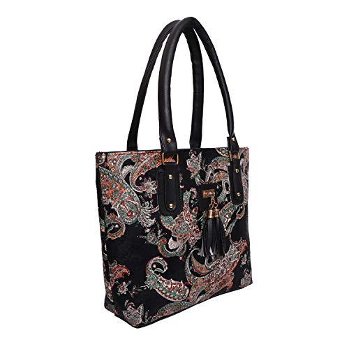 jsm fashion Women's Handbag (BLACK PRINT_Black)