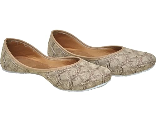 Niharika Women & Girls' Ethnic Shoes | Jaipuri Jutti | Nagra, Punjabi Style Beautiful Juti for Ladies | Stylish Mojari for Women | Latest Mojari for Girls (Beige, Numeric_3)