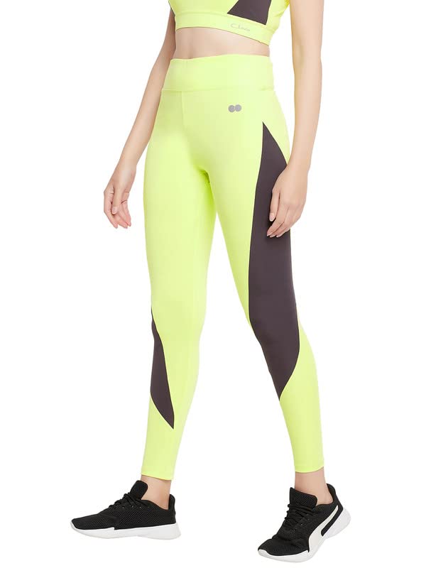 Clovia Women's Snug Fit Active Ankle Length Tights (AB0105P02_Yellow_XL)