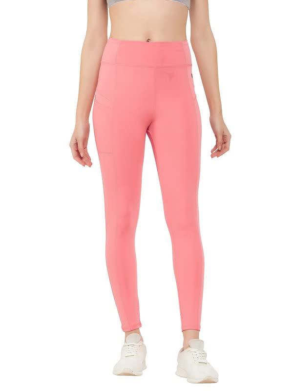 Clovia Women's Snug Fit High-Rise Active Tights (AB0100P22_Pink_L)