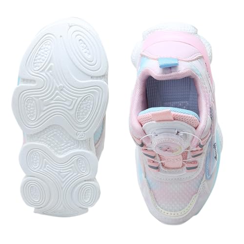 Hopscotch Girls PU and Mesh Text Print Athletic Shoes in Violet Color, UK:10 (TZR-4576013)