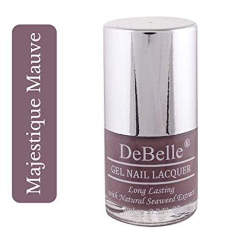 DeBelle Gel Nail Polish Majestique Mauve (Mauve Nail Paint)|Non UV - Gel Finish |Chip Resistant | Seaweed Enriched Formula| Long Lasting|Cruelty and Toxic Free| 8ml Glossy Finish