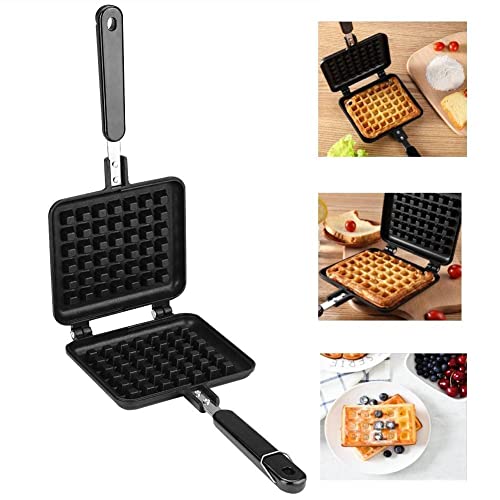 Amarks SMART ANT Waffle Maker Machine With Comfortable Long Handle For Kitchen Gas Stove Non Stick Pan Press Plate Cooking Baking Tool , Low Power Consumption (Black)