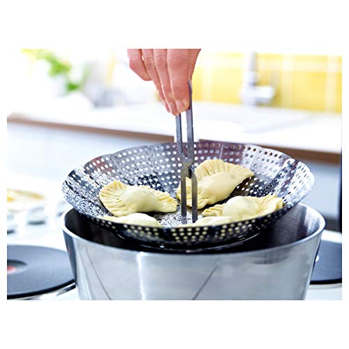 Ikea Stainless Steel Steamer Insert, Steamer Insert, Cooking Vegetables, Fish, Chicken and Dumplings, Two Levels so You can Keep The Dishes Apart, Steamer Serving Bowl