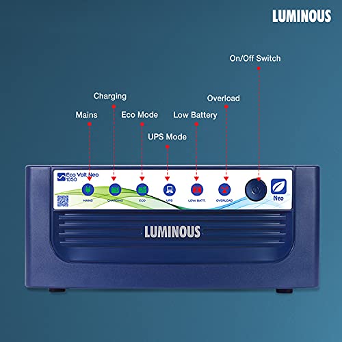 Luminous Inverter & Battery Combo for Home, Office & Shops ( Eco Volt Neo 1050 Sine Wave Inverter, Inverlast ILTT 24060 180 Ah Tall Tubular Battery)