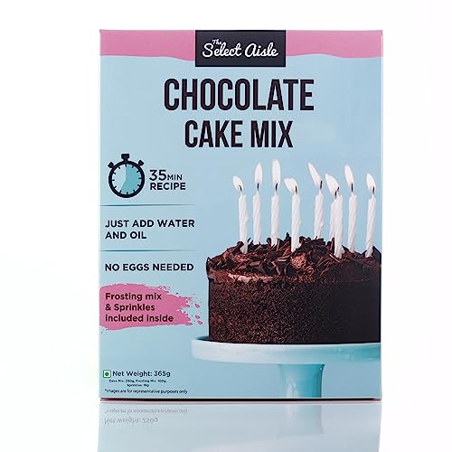 The Select Aisle’s Eggless Chocolate cake mix - 365g [Frosting mix and Sprinkles |Just add oil and water | Eggless Cake premix |Decadent chocolate cake mix | Premix Cake Powder| Makes Brownie Cake]