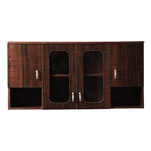 Hexagon Furnitures Wooden Orchid Dark Glossy 4 Door Modular Kitchen Cabinet (Brown)