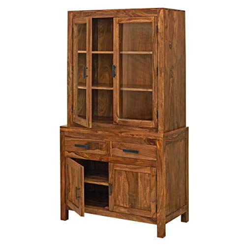Angel Furniture Solid Sheesham Wood 4 Door Crockery Cabinet | Kitchen Cabinet | Storage Unit (Full, Honey Finish)