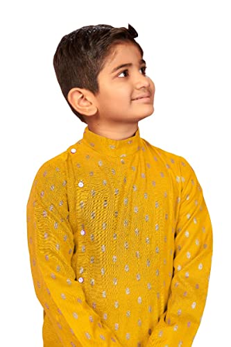 PERFECTBLUE Baby Boy's Cotton Printed Kurta With Pyjama Set (Banwery-6_variation) (9-10 Years, Yellow)