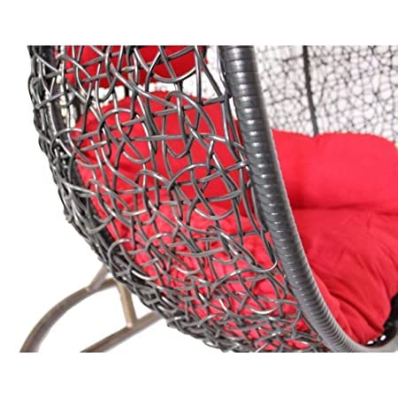 ABS MODERN CRAFTS AND LANDSCAPING Single Seater Swing Chair with Stand, Cushion Outdoor/Indoor/Balcony/Garden (Large Swing) (Red)