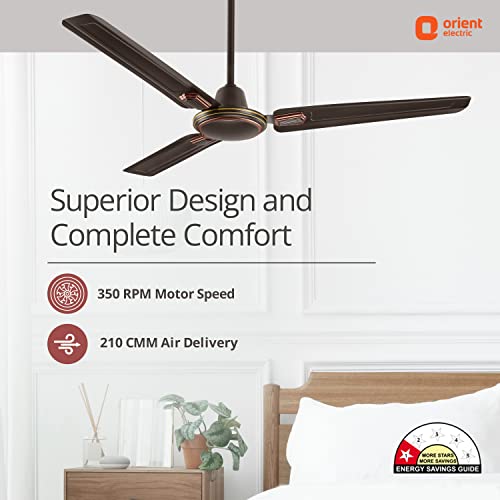Orient Electric Pacific Air Decor | 1200mm BEE Star Rated Ceiling Fan | Durable & Long-lasting | Strong and Reliable| Aesthetic Look | Warranty (2 years) | (Smoke Brown, Pack of 1)