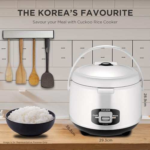 CUCKOO 3.5 Litre Electric Rice Cooker | 650 Watt | 10 Cups 1.2 Kg Uncooked Rice Capacity Serves 2-10 People | Nonstick Pot Keep Warm Function |Trusted Korean Brand | CR-1055 White & Black