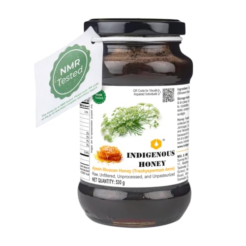 INDIGENOUS HONEY Thyme Honey dark and bitter NMR Tested Raw Unprocessed Natural Pure Original Honey 530 g Glass Jar (Pack of 1)