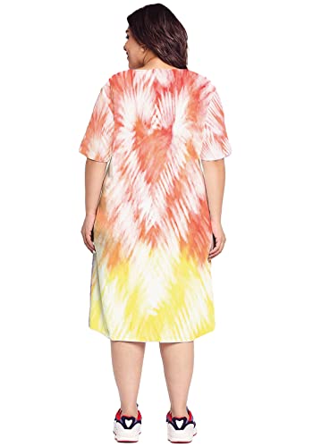 Wear Your Opinion Women's Knee-Length Tie Dye T-Shirt Dress (WYO007452PLNFPLUS-F_Heart TD_Orange_3XL)