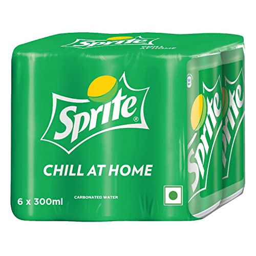 Sprite Lemon-Lime Flavoured Cold Drink | Refreshing Taste | Clear Soft Drink with No Added Colours | Recyclable Can, 300 ml (Pack of 6)