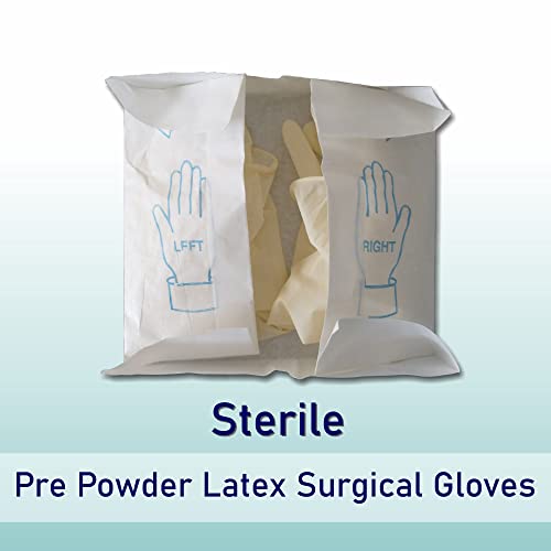 OTICA Pre Powdered Surgical Gloves Sterile Latex Gloves EO Quality, CE,ISO Approved (7, 50)
