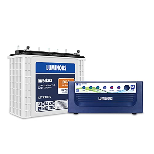 Luminous Inverter & Battery Combo for Home, Office & Shops ( Eco Volt Neo 1050 Sine Wave Inverter, Inverlast ILTT 24060 180 Ah Tall Tubular Battery)