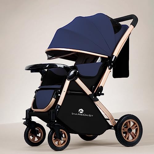 StarAndDaisy Multi-Purpose, Multi-Adjustment Stroller pram Travel Friendly, Broad seat & Bed Buggy for 0-36 Months (Blue)