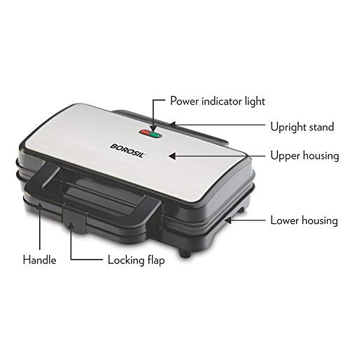 Borosil Neo Waffle Maker, 1000 W, Silver