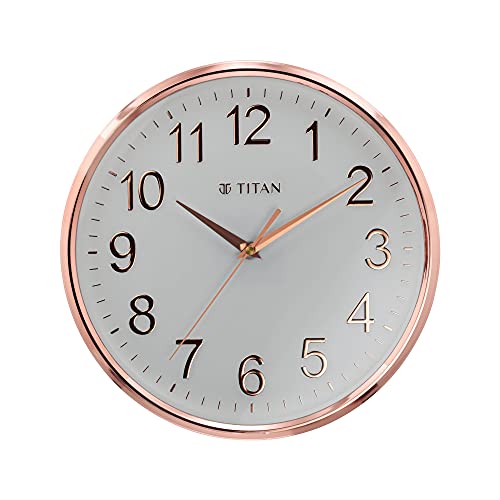 Titan Contemporary Rose Gold Metallic Finish Wall Clock with Silent Sweep Technology - 30 cm x 30 cm (Medium)