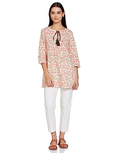 Amazon Brand - Myx Women's Cotton Regular Kurti (PAG 149_Off-White_Medium)