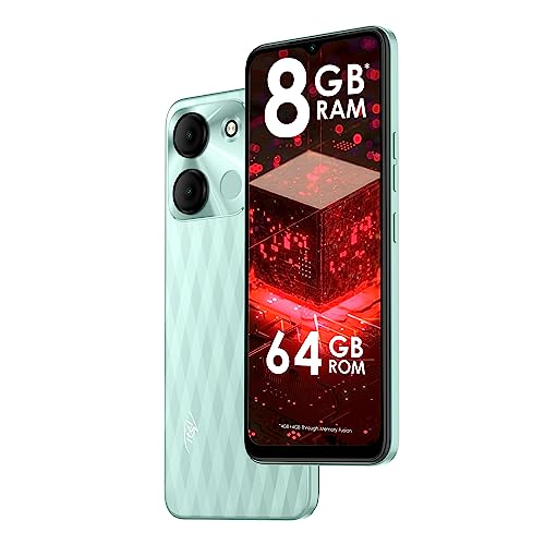 itel A60s (4GB RAM + 64GB ROM, Up to 8GB RAM with Memory Fusion | 8MP AI Rear Camera | 5000mAh Battery with 10W Charging | Faceunlock & Fingerprint -Glacier Green