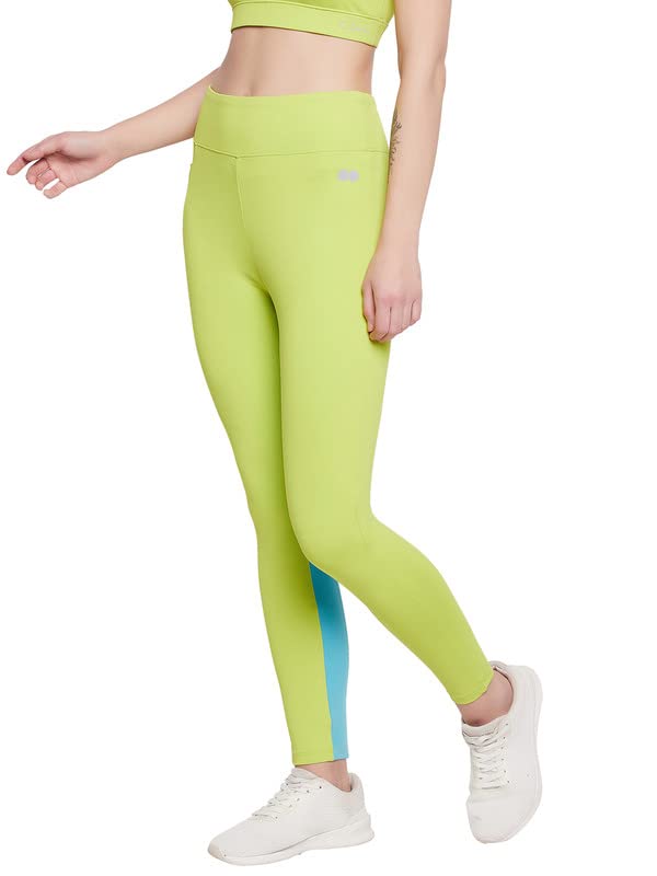 Clovia Women's Snug Fit High Rise Active Tights (AB0112P11_Green_XXL)