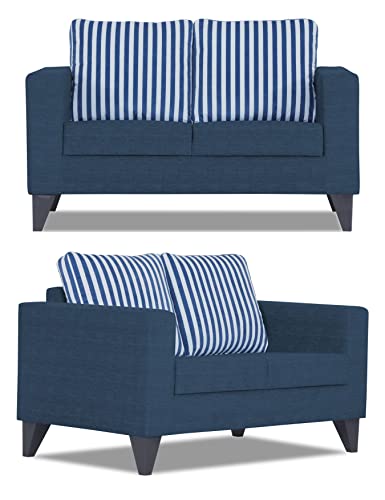 Adorn India Straight Line Plus Stripes 3+2+1 6 Seater Sofa Set (Blue)