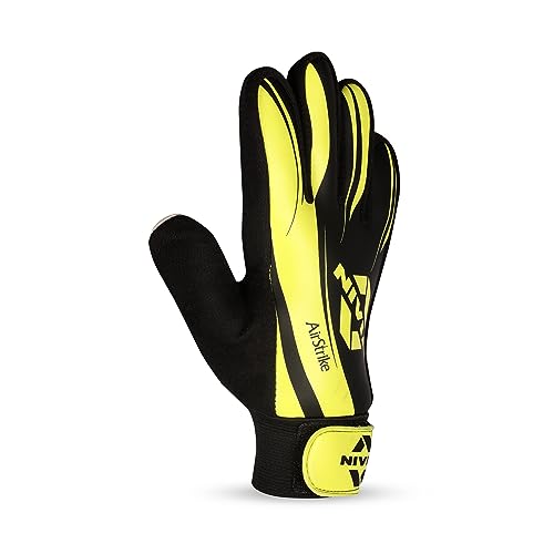 Nivia Air Strike Goalkeeper Gloves for Men & Women/Gloves with Grip (Black/Green, M, Rubber Palm-All Level, Football)