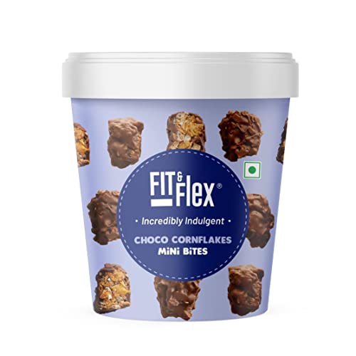 Fit & Flex Choco Cornflakes Granola Mini Bites Oat Rich, Healthy Chocolate Snacks with Rice Crispies Rich Fibre and High Protein Granola Bars Sweet Dessert for Kids - Pack of 1, 250gm