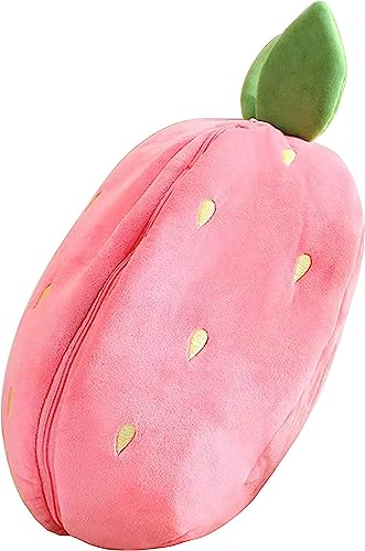 Storescent Reversible Carrot Strawberry Bunny Plush Toy - Cute & Versatile Stuffed Animal with Zipper - Soft Rabbit Toy, Pillow & Decorative Gift for Kids and Adults