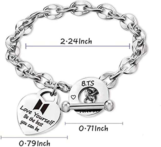 University Trendz Kpop Bangtan Boys Love Bracelet - Love Yourself BTS Army Charm Bracelet for BT Lover Fans/Boys/Girls