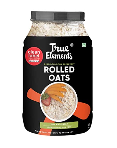 True Elements Rolled Oats 1.2 kg - Gluten Free Oats | Healthy Breakfast Cereal | Diet Food | Keeps you Full till Lunch |100% Wholegrain | Oats for Weight Management | High in protein and Fibre