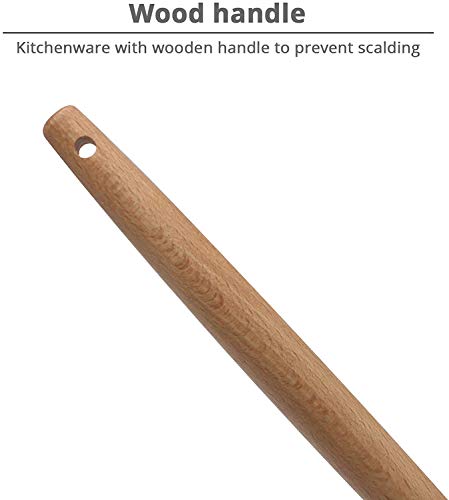 Spatlus Woodtula Silicone Slotted Spatula Turner,Heat Resistant up to 445°F, BPA Free, Food Grade Wooden Handle Nonstick Flipper for Fish, Eggs, Omelets 32 cm