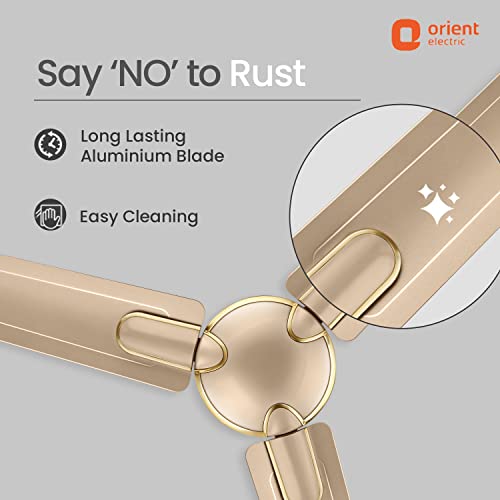 Orient Electric Laurel 1200 MM BEE Star Rated Ceiling Fan for Home | High Speed | Designer | Rust Proof Blades | Smooth Motor Operation (Topaz Gold Pack of 1)