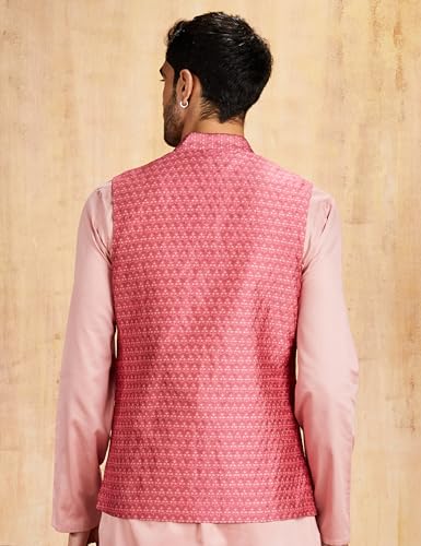 Amazon Brand - Symbol Men's Nehru Jacket with Band Collar & Button Closure (SY-A22-MNA-JTK-01_L.Pink_M)