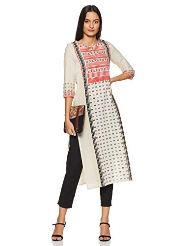 W for Woman Women's Cotton Kurta (18AUW17893-51115_Off White_S (8))