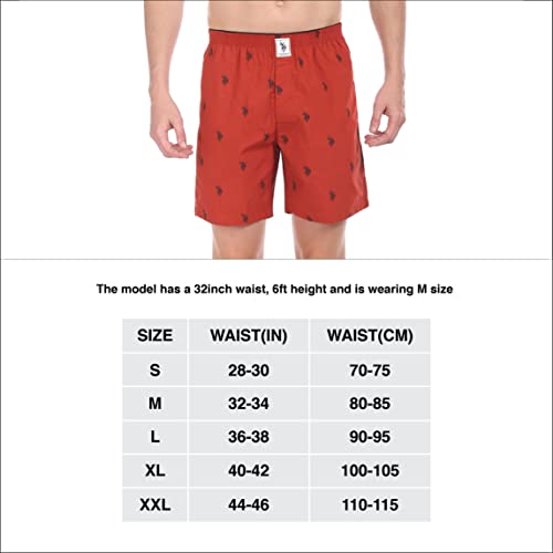 U.S. Polo Assn. Comfort Fit Print Cotton I663 Boxers - Pack Of 1 (RED FLAG M)